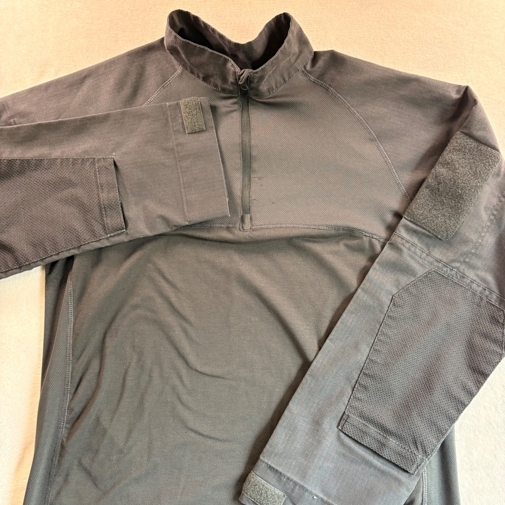 Condor Mens Tactical Combat Shirt Black Gray Quarter Zip Ripstop Sleeves Size M
